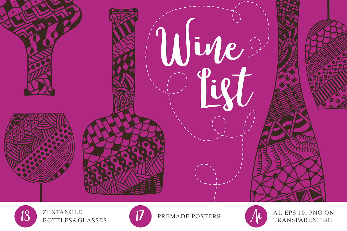 Wine list collection, a Decorative Illustration by ekmelica (Photo 1 of 5)