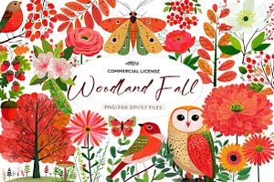 Fall Florals and Woodland Clipart, an Illustration by CreationArt