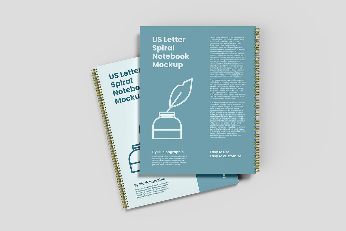 US Letter Spiral Notebook Mockup, a Books & Magazine Mockup by Illusiongraphic (Photo 2 of 32)