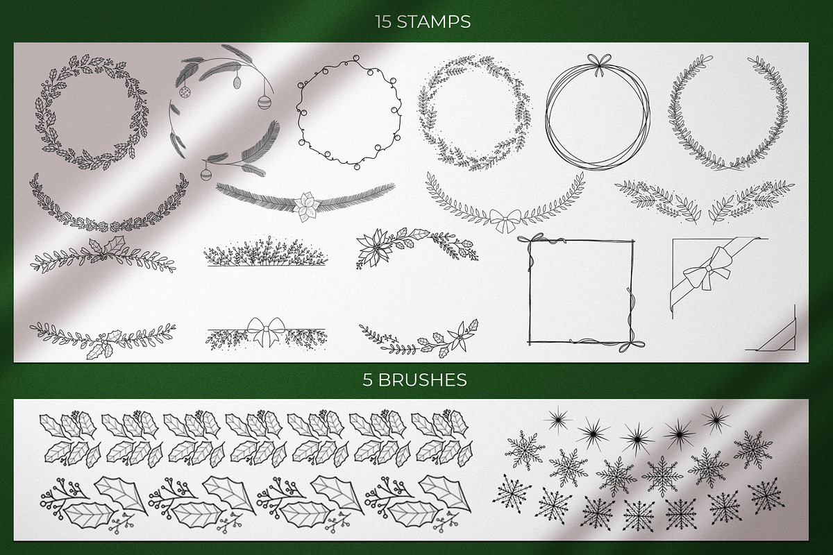 Christmas Wreath Stamps, a Brush Add-On by SmuffizStudio (Photo 2 of 4)