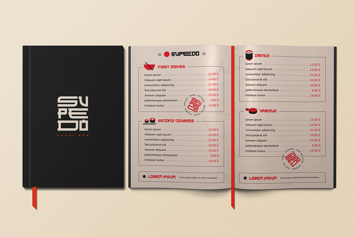 Sushi Bar Menu and Branding Mockup, a Books & Magazine Mockup by Catkie - Digital Art (Photo 9 of 14)