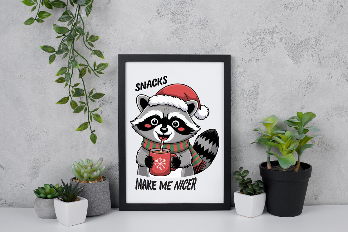 Christmas Raccoon Snacks Quote PNG, an Illustration by Daily.Designs (Photo 4 of 5)