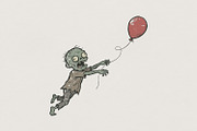 Zombie With Red Balloon PNG, Funny, an Illustration by SharpMarketplace (Thumbnail 1 of 4)