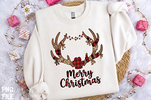 Plaid Leopard Antler Christmas PNG