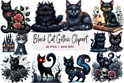 Black Cat Gothic Clipart, an Illustration by DreamArtGraphic (Thumbnail 1 of 4)
