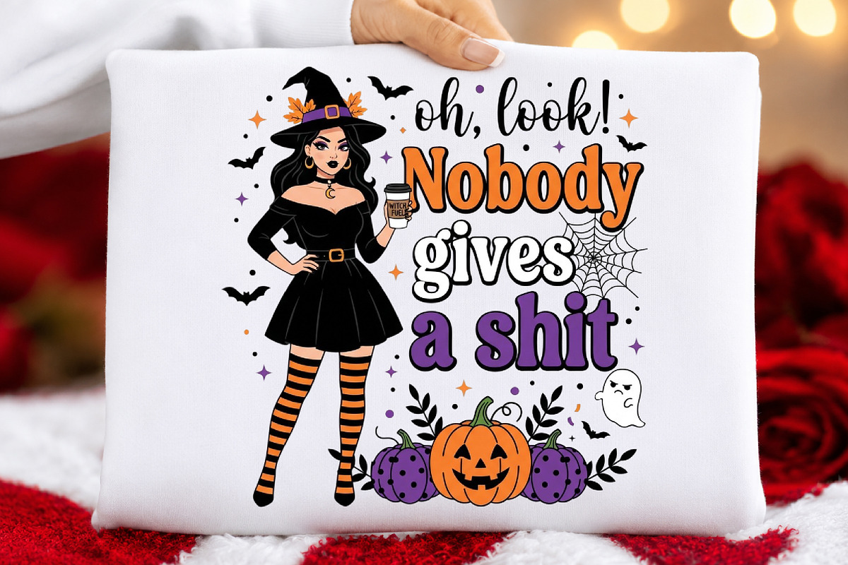 Nobody Gives a Witch PNG Halloween, a Seasonal Illustration by DreamCafeArt (Photo 5 of 7)