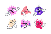 Funny characters with emotions set, a Decorative Illustration by PaperTrident (Thumbnail 3 of 6)