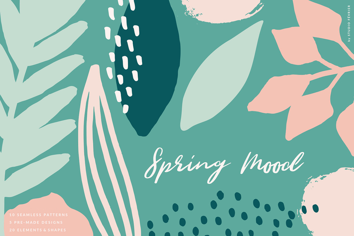 Spring Mood | Patterns + Elements, a Pattern Graphic by Studio Fevrier (Photo 1 of 9)
