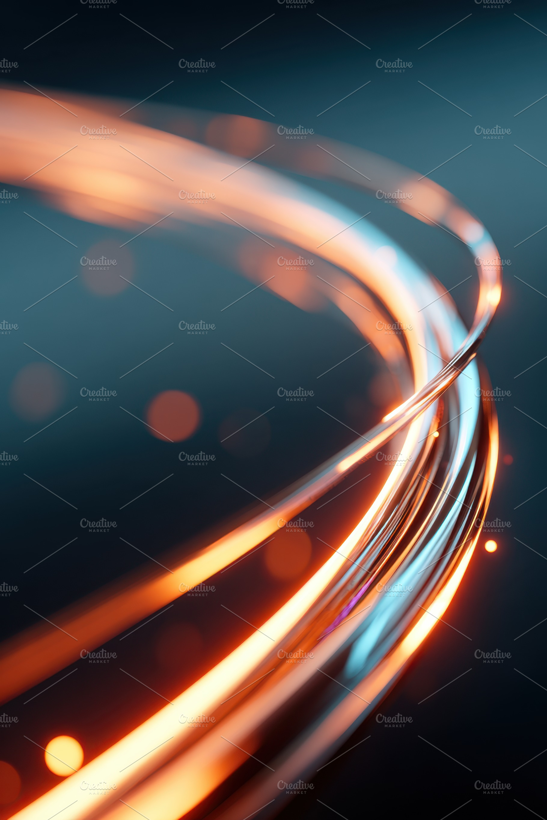 Dynamic glowing lines in orange and blue, an Abstract Photo by AlyaAnd