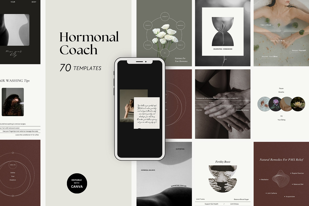 Hormone Health Instagram Templates, a Social Media Template by Terraa Studio Design (Photo 1 of 10)