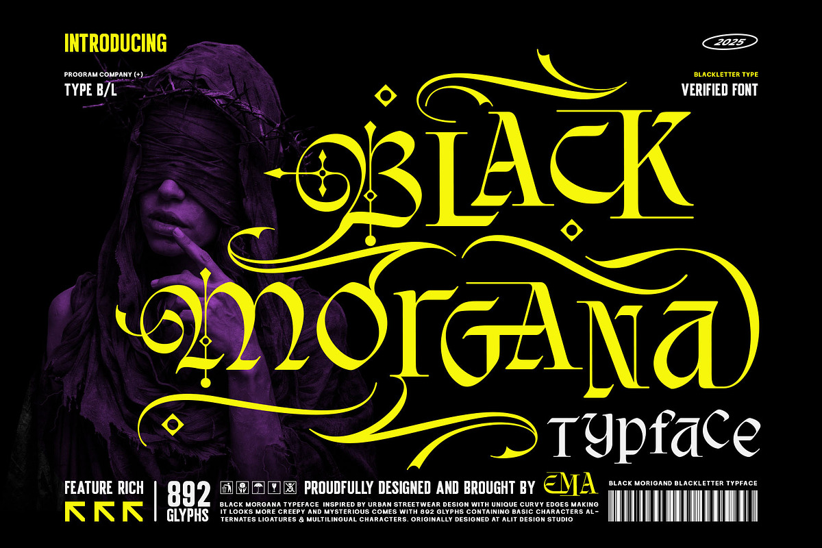 Black Morgana Typeface, a Blackletter Font by alit design (Photo 1 of 17)