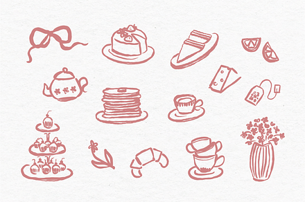 Afternoon Tea Clipart, an Illustration by Jordyn Grace Design