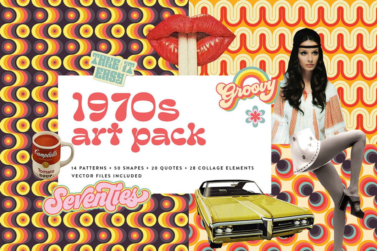 1970s Collage Art Pack, a Background Graphic by Pulpixel Design (Photo 1 of 12)