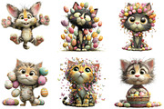 Whimsical Easter Cats Clipart, an Illustration by CraftArtStudio (Thumbnail 6 of 6)