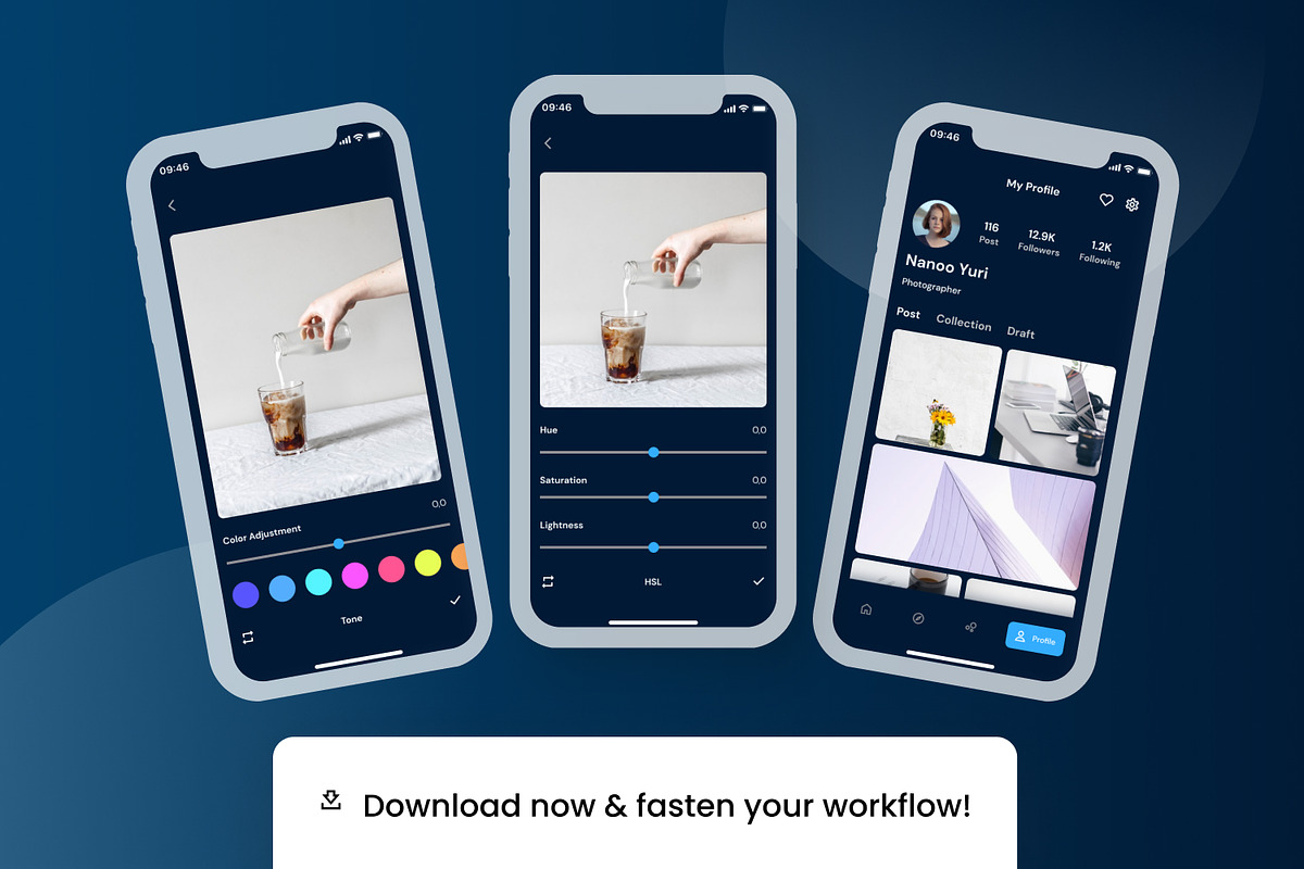 Photo Editor Mobile App UI Kit, an App Template by Kreativ Space