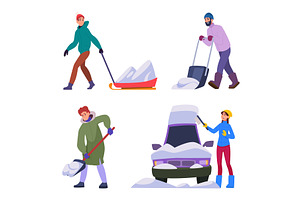 Cleaning snow. Seasonal workers, a Person Illustration by Onyx
