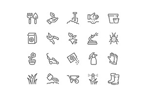 Line Gardening Icons