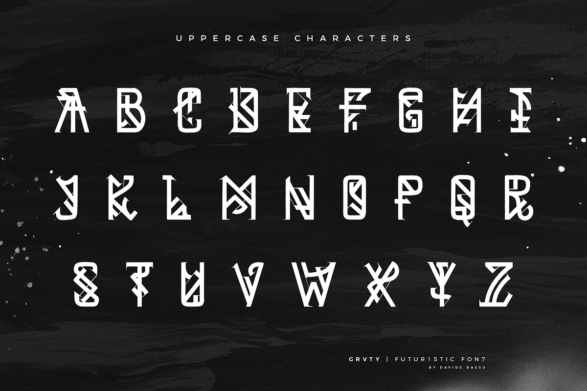 GRVTY | Futuristic font, a Blackletter Font by Davide Bassu (Photo 13 of 17)