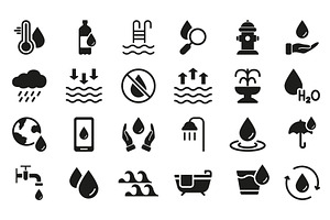 Water Silhouette Icon Set, a Food Illustration by Vector Creator