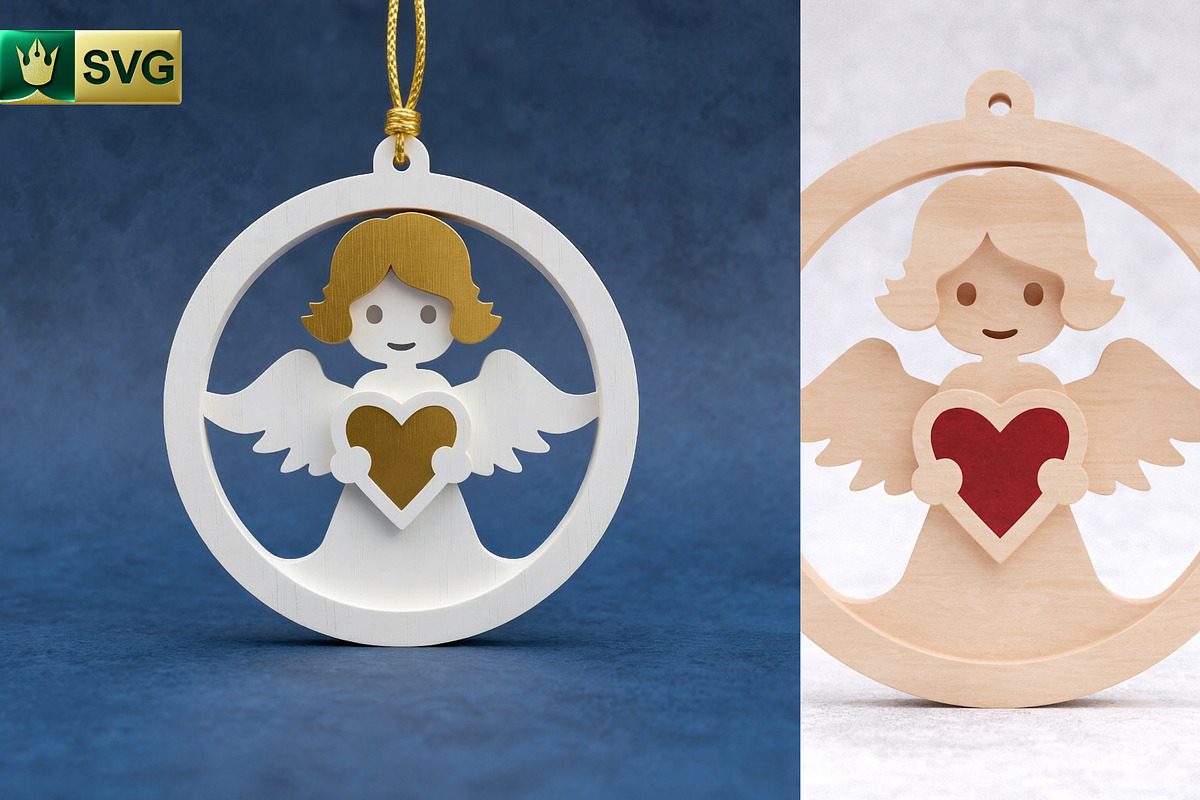 Angel Ornament 3D Layered SVG Cut, an Object Graphic by pixaroma (Photo 2 of 10)