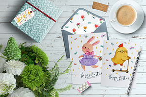 Watercolor Easter Set Elements