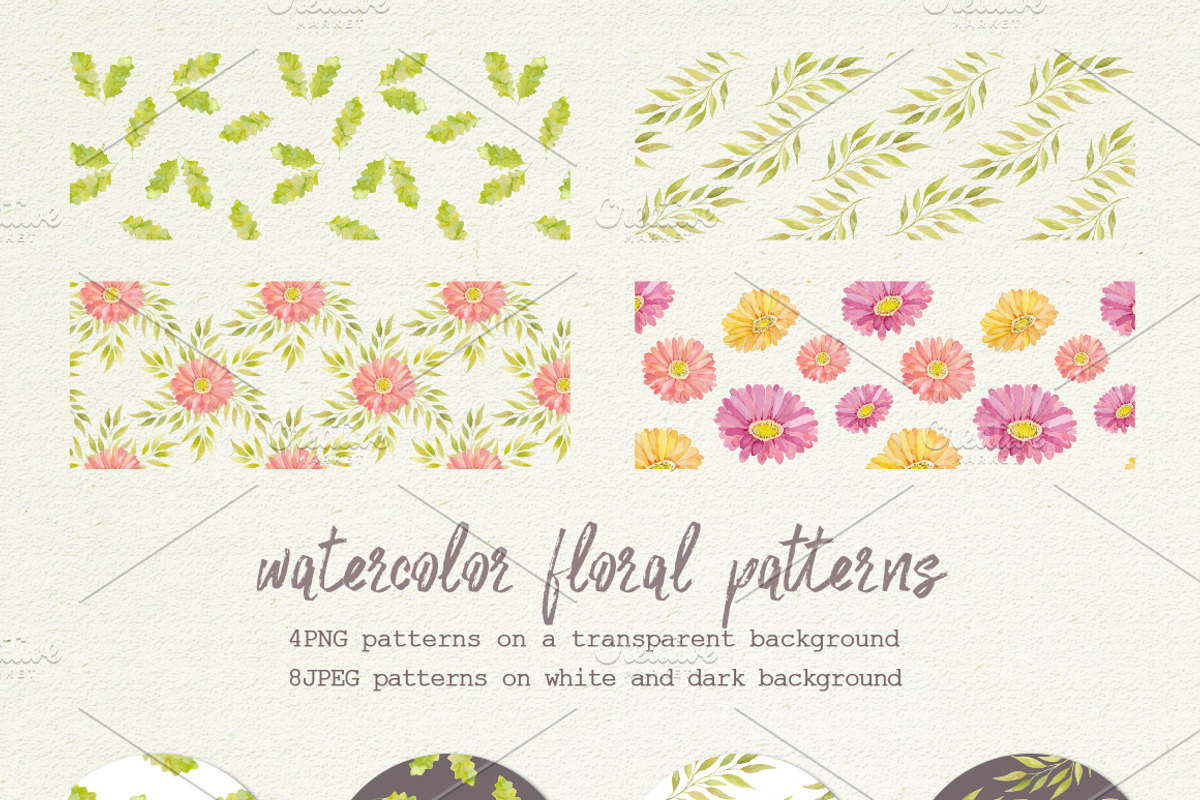 Watercolor set of gerbera flowers, a Decorative Illustration by BrushArtDesigns (Photo 7 of 9)