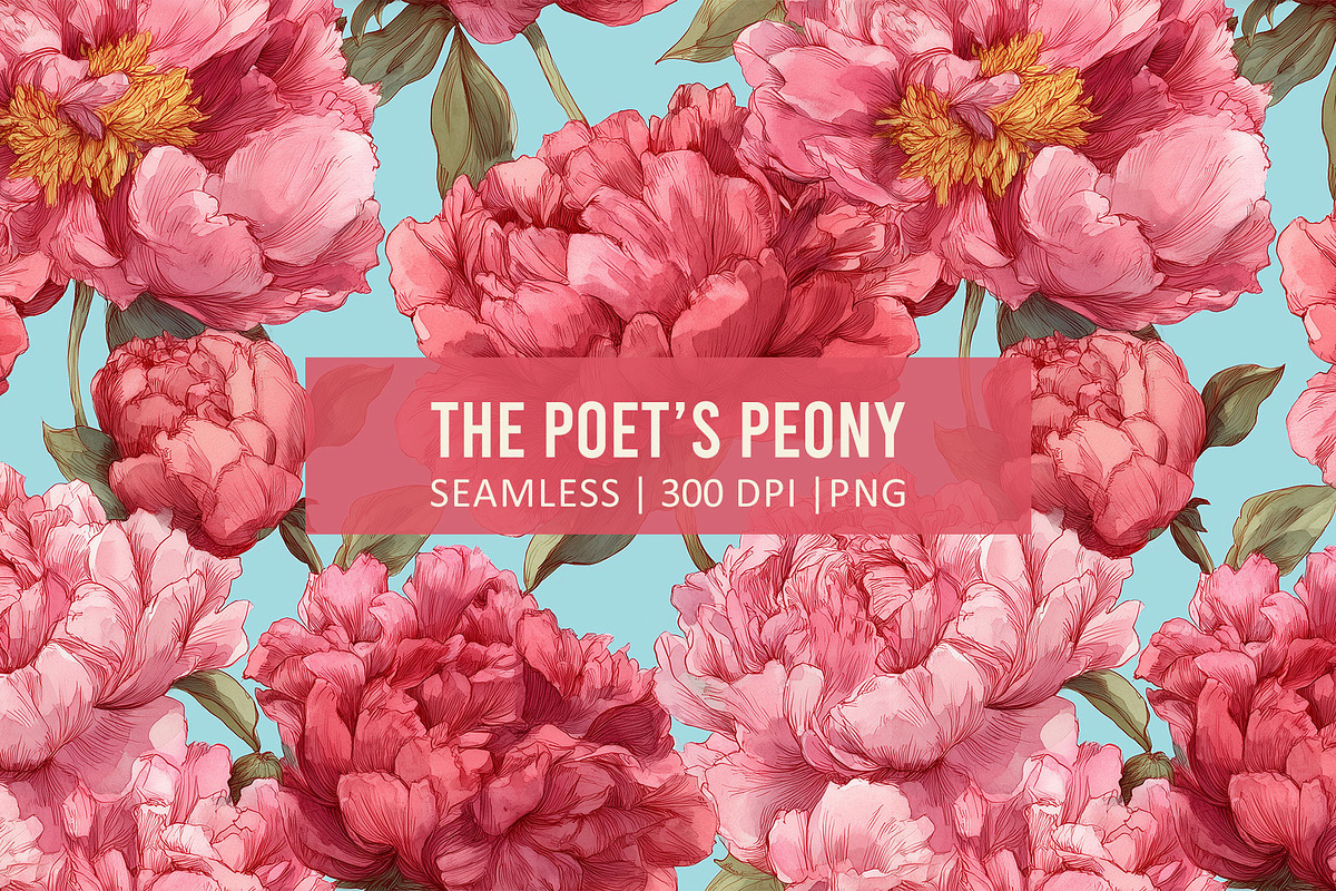 POET'S PEONY Seamless Pattern, a Pattern Graphic by AYAKA Studio Co. (Photo 1 of 9)