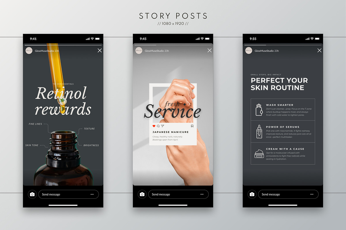Esthetician Instagram Templates, a Social Media Template by Glow Muse Studio (Photo 2 of 10)