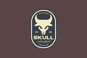 Horned Skull Animal Cattle Cow Logo