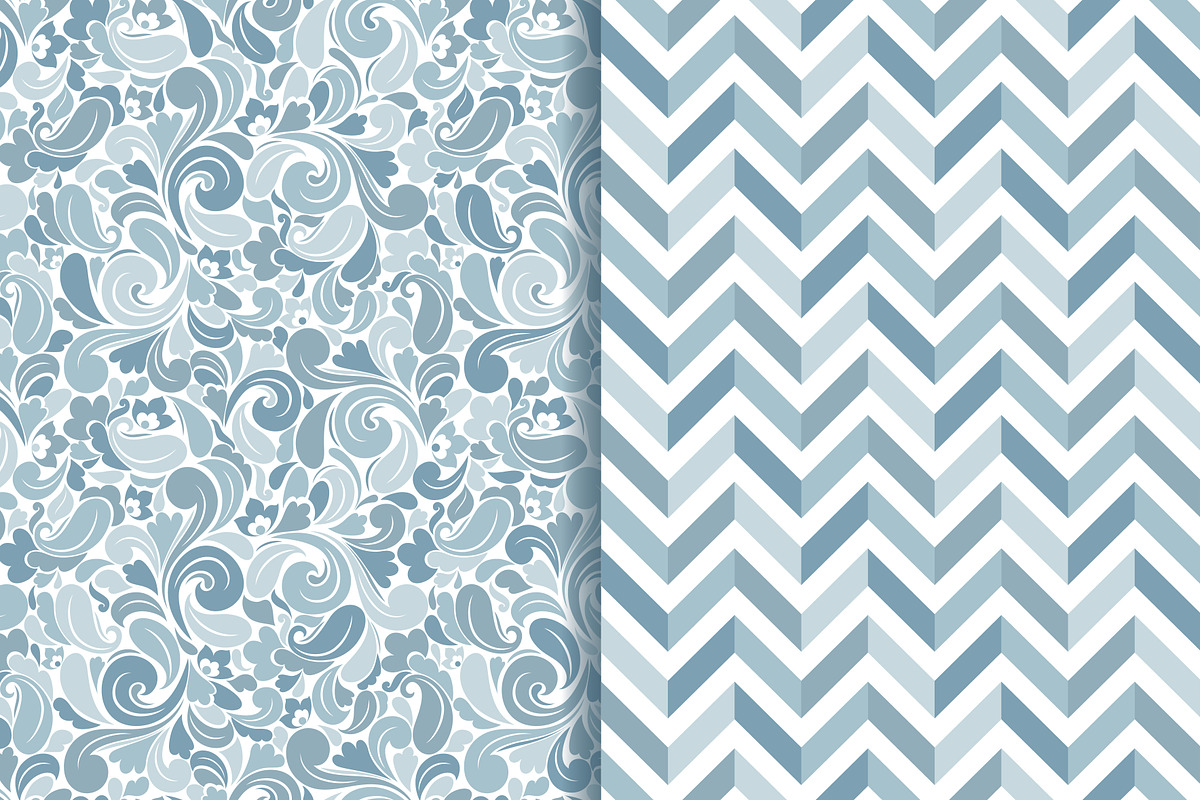 Set of 10 seamless pattern blue, a Pattern Graphic by NataLito (Photo 4 of 6)