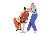 Barbers give haircut to clients set, a Person Illustration by Good Studio (Thumbnail 3 of 4)