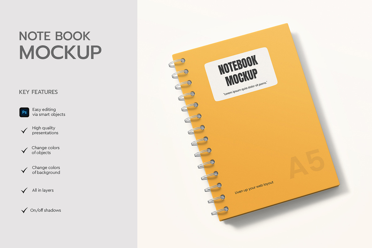 Realistic Spiral Notebook Mockup