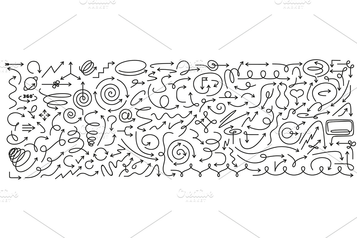 Thin line arrows. Hand drawn, an Object Illustration by winwin.art