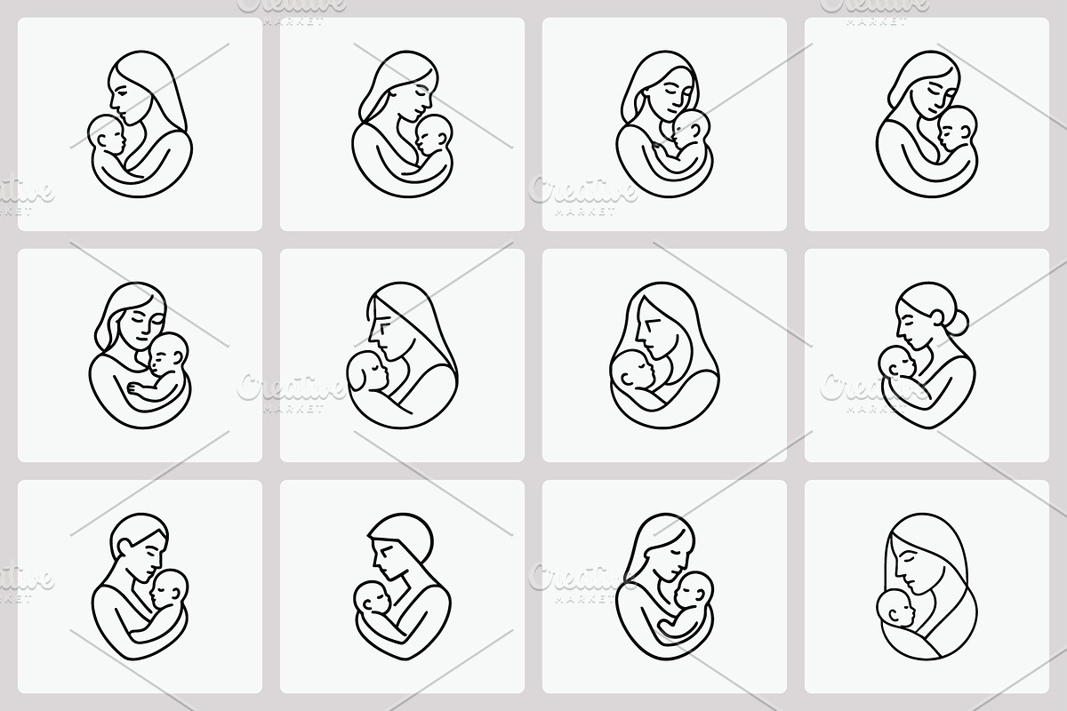 Motherhood babyline art logo bundle, a Branding & Logo Template by Vectorium Studio (Photo 1 of 2)