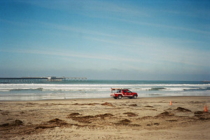 Lifeguard on empty beach