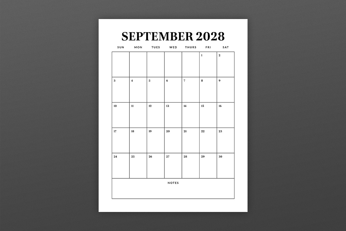 2028 Vertical 8.5x11 Inch Calendar, a Stationery Template by Running With Foxes (Photo 4 of 5)