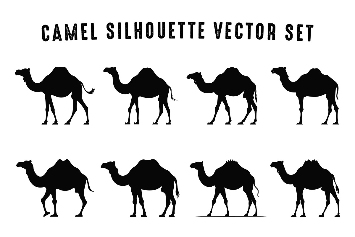Camel Silhouette Black Vector Bundle, an Animal Illustration by Gfx Expert Team (Photo 3 of 3)