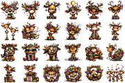 Christmas Quirky Reindeer Clipart, an Illustration by Sublimation Artist (Thumbnail 2 of 6)