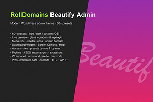 Beautify Admin Modern WP Dashboard, a WordPress Template by CoderBoys