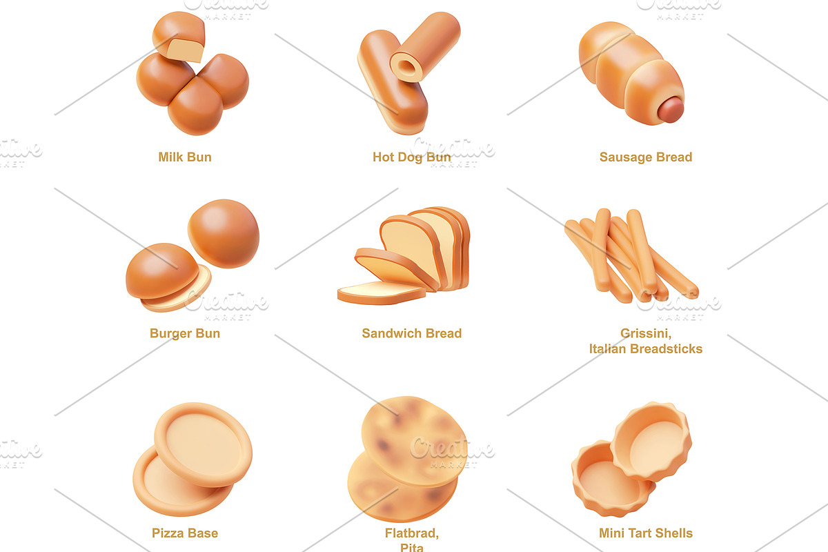 Vector bakery products icon set, a Food Illustration by tele52 (Photo 5 of 5)