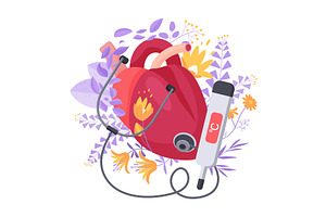 Heart health care, diagnosis of, an Object Illustration by Lemberg Vector
