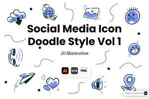 Social Media Doodle Icon Set Vol 1, an Object Illustration by SLAB! Design