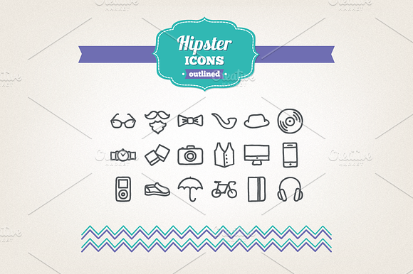 Hand Drawn Hipster Icons