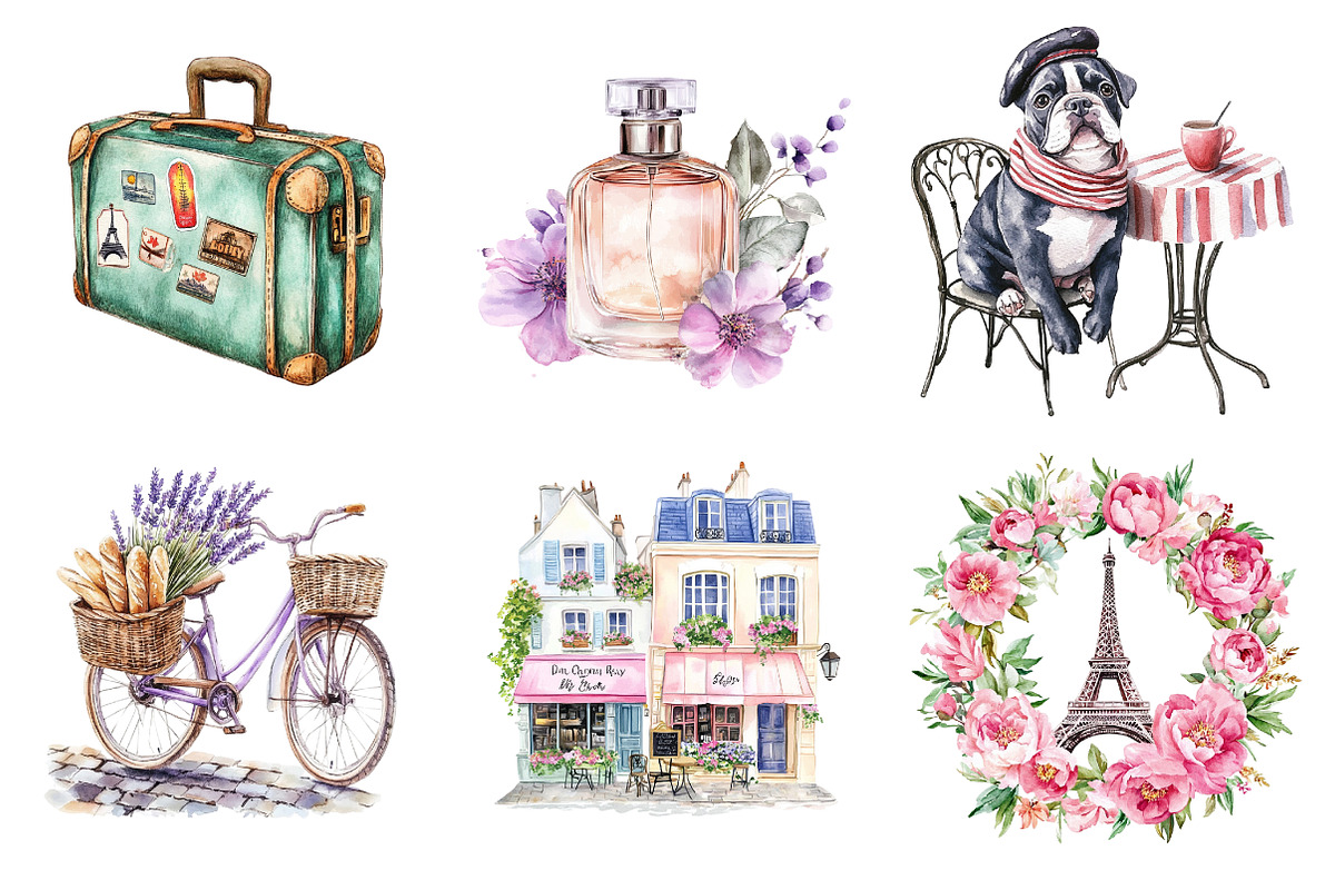 Parisian Summer Clipart, an Illustration by CreationArt (Photo 2 of 5)