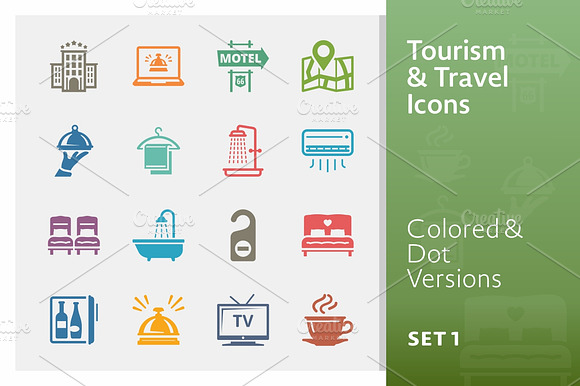 Tourism Travel Icons 1 Colored