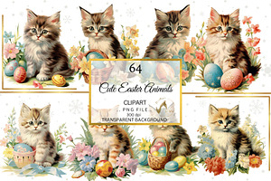 Vintage Easter Animal Clipart Bundle