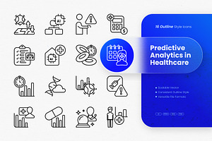Predictive Analytics Outline Icons, an Outline Icon by cidcud_graphic