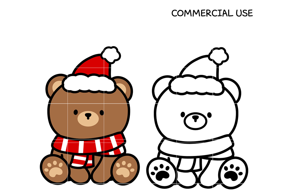 Cute Christmas Bear SVG for Cricut, an Illustration by TheHitShop (Photo 1 of 10)