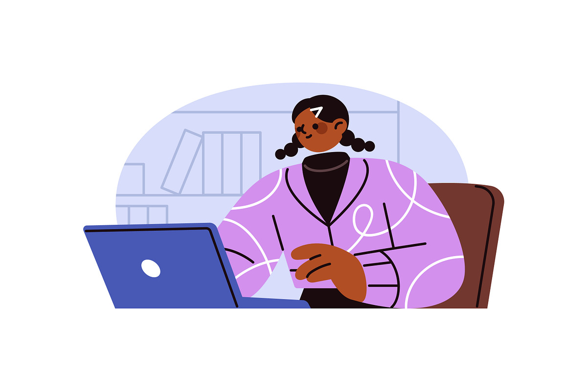 People work, study on laptop set, a Technology Illustration by PaperTrident (Photo 7 of 7)