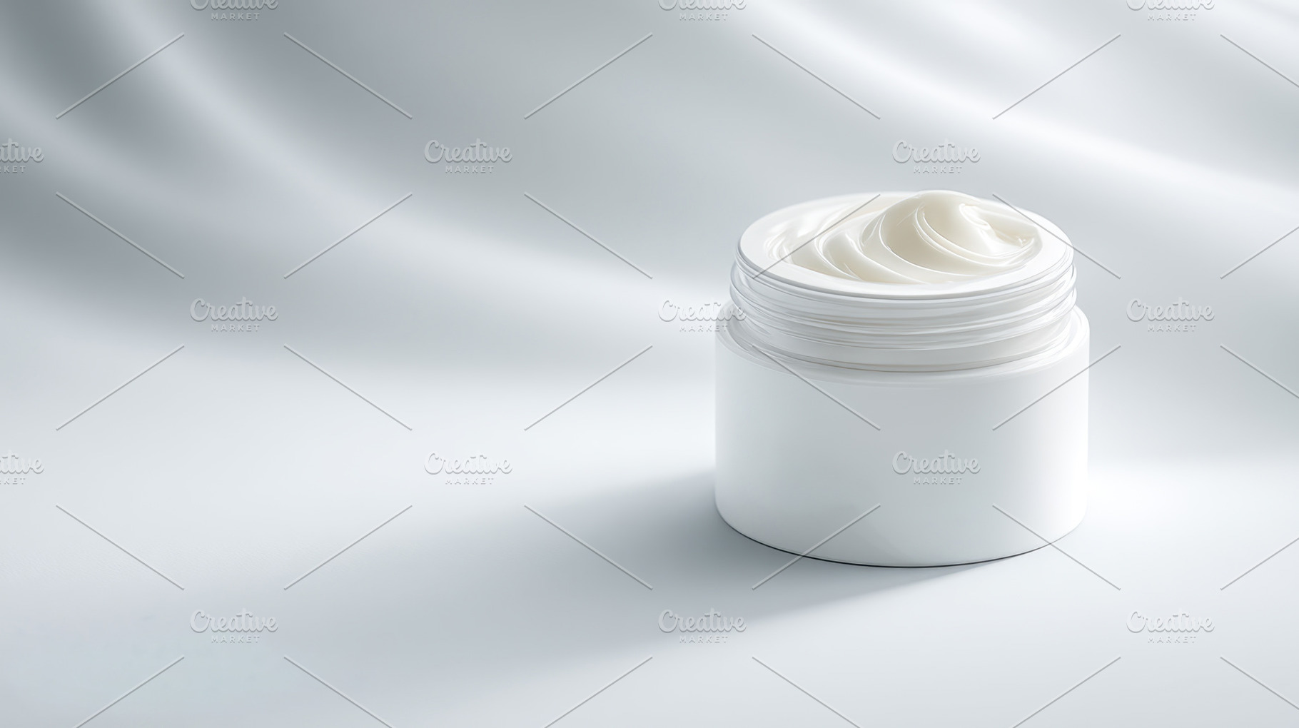 Cream in a jar on white cloth, a Photo by Beautiful things
